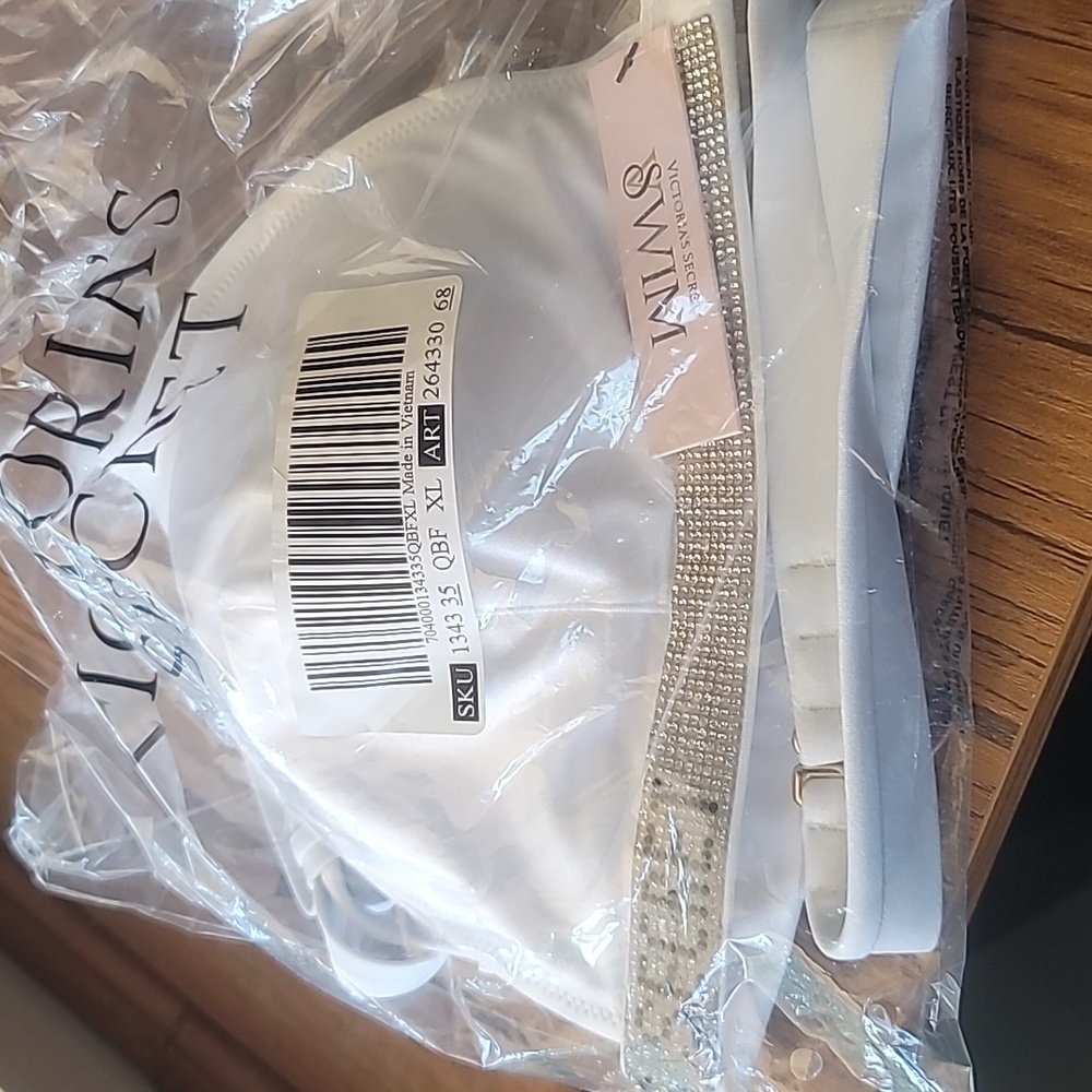 Victoria's secret very sexy shine strap triangle swim bikini top XLARGE WHITE - Picture 7 of 9